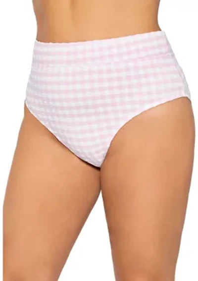 Plus Gingham High Waisted Swim Bottoms