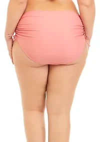 Plus Solid Adjustable High Waist Swim Bottoms