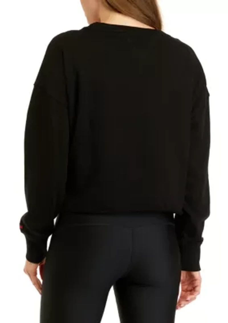 Women's Raw Hem Crew Neck Logo Sweatshirt