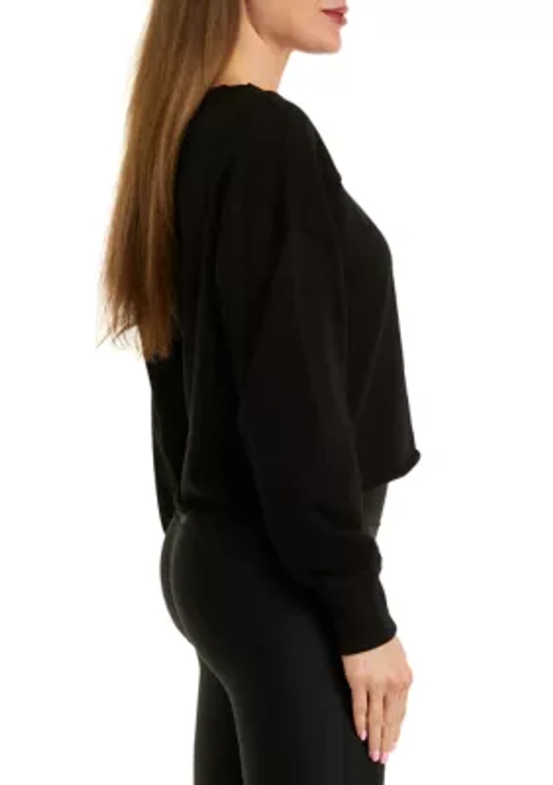 Women's Raw Hem Crew Neck Logo Sweatshirt