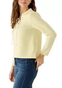 Women's Long Sleeve Knit Lace Up Top