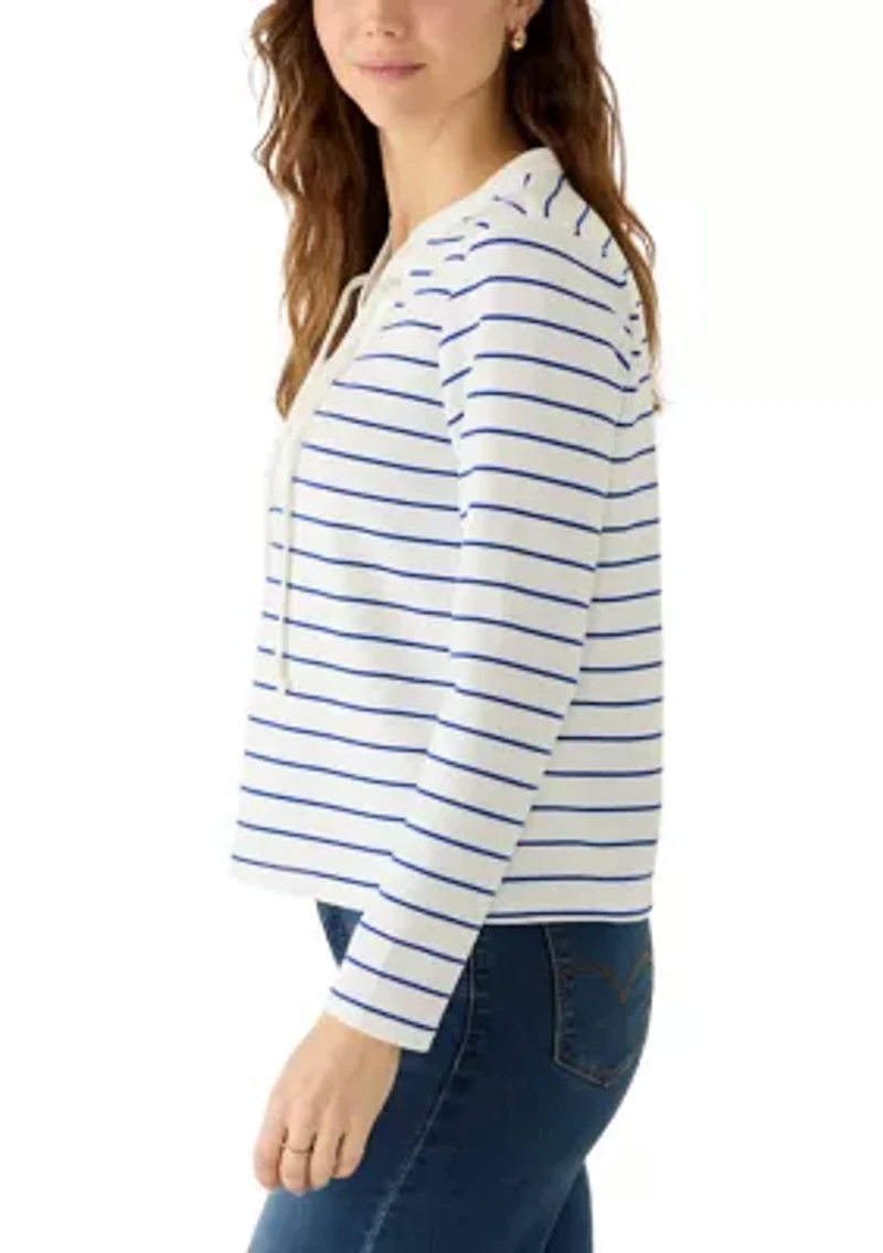 Women's Long Sleeve Yummy Knit Lace Up Top