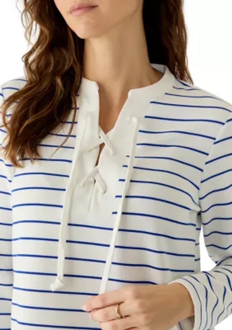 Women's Long Sleeve Yummy Knit Lace Up Top