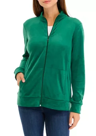 Petite Velour Zip Front Jacket