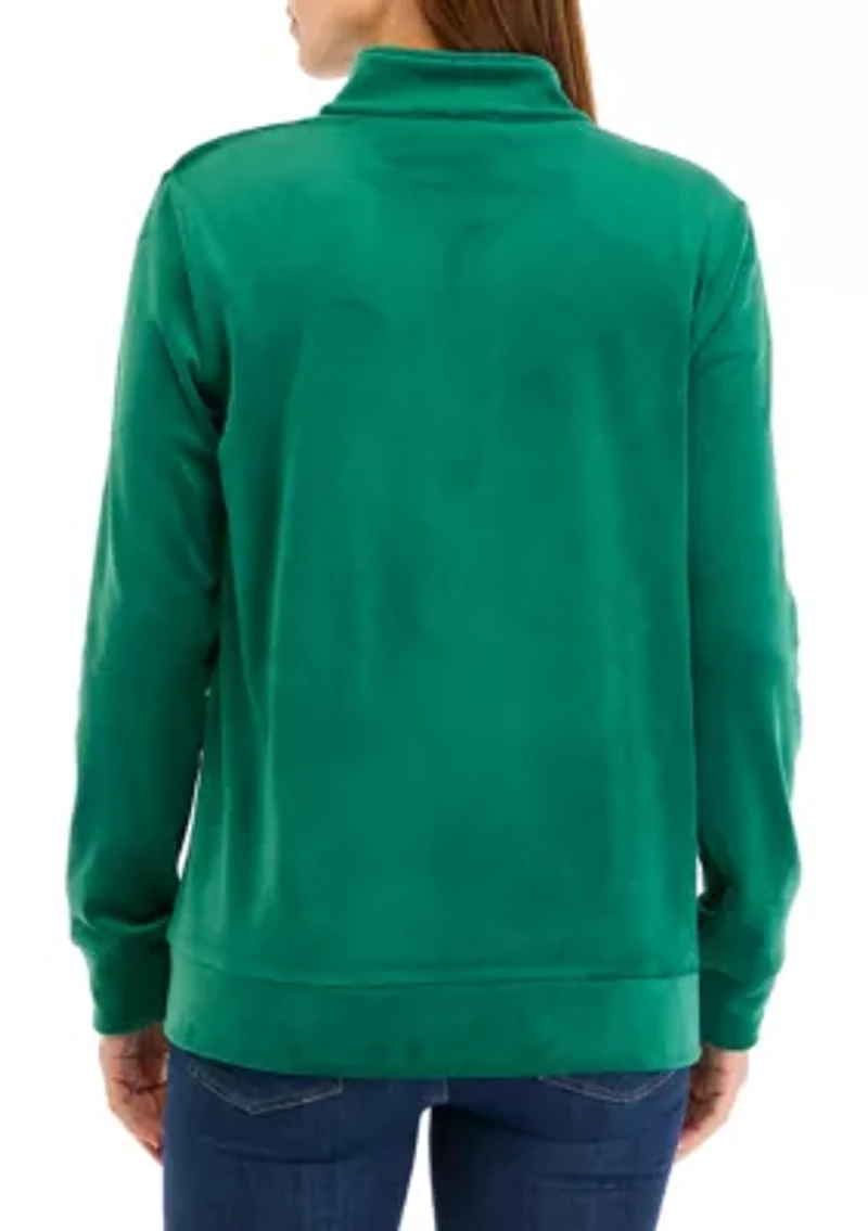 Petite Velour Zip Front Jacket