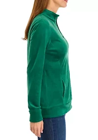 Petite Velour Zip Front Jacket