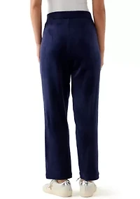Petite Velour Straight Leg Pants