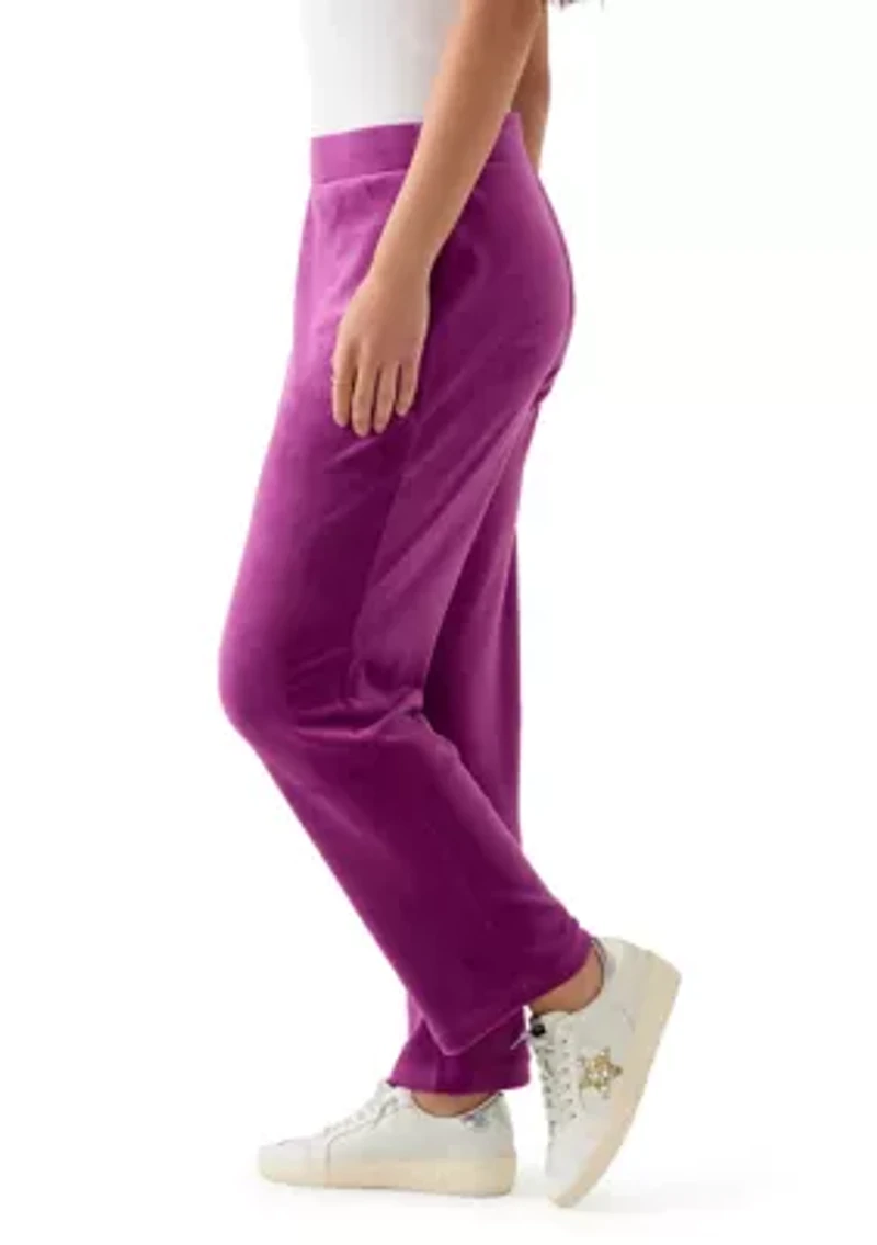 Petite Velour Straight Leg Pants