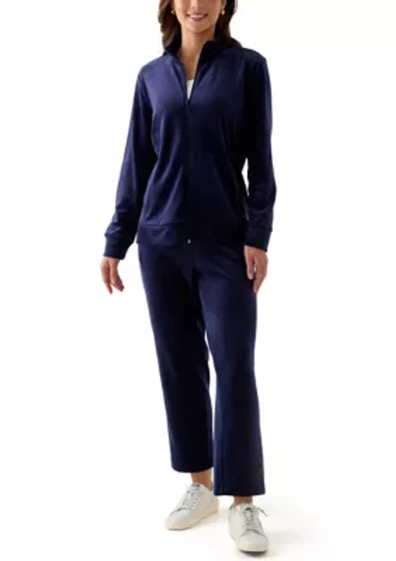 Petite Velour Straight Leg Pants