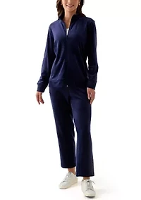 Petite Velour Straight Leg Pants