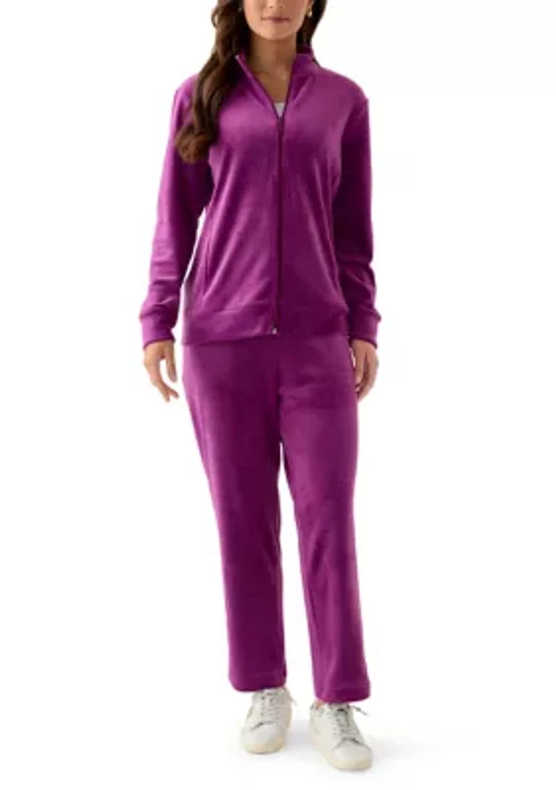 Petite Velour Straight Leg Pants