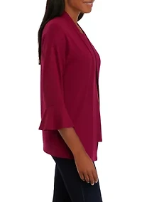 Petite 3/4 Sleeve Cardi with Tank Twofer Set