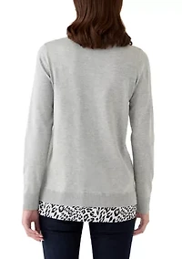 Women's Long Sleeve Twofer Sweater