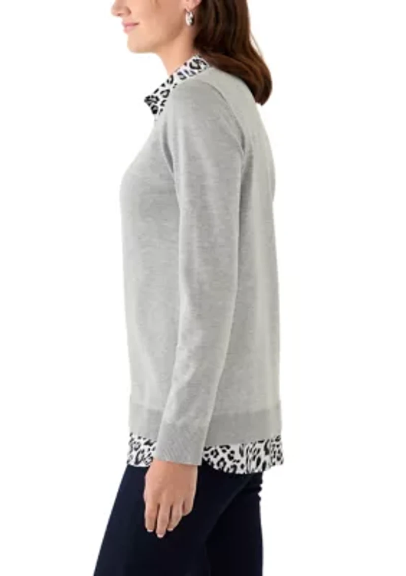 Women's Long Sleeve Twofer Sweater