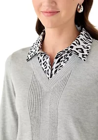 Women's Long Sleeve Twofer Sweater