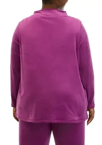Plus Comfort Velour Wide Mock Neck Pullover