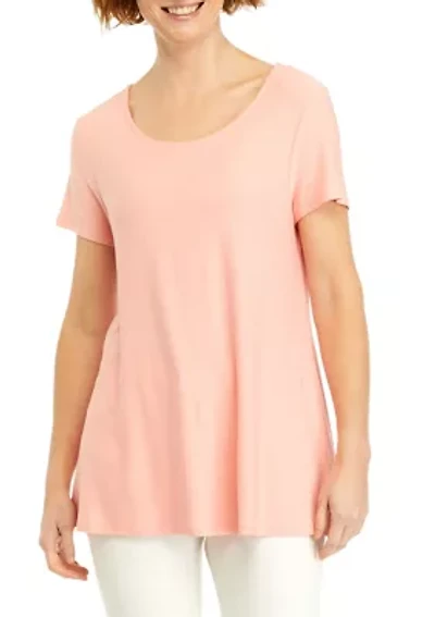 Women's Short Sleeve Side Button Tunic Top