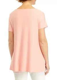 Women's Short Sleeve Side Button Tunic Top