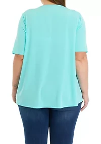 Plus Solid Smocked Top