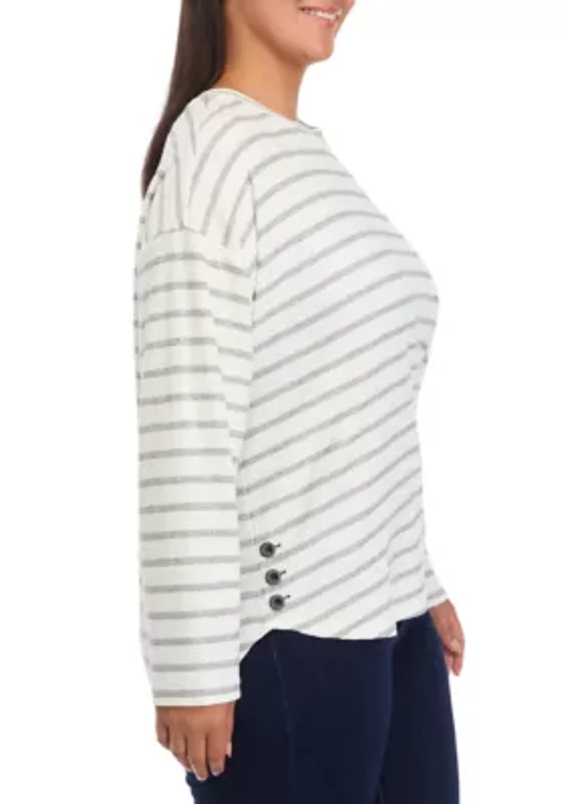 Plus Drop Shoulder Striped Shirt