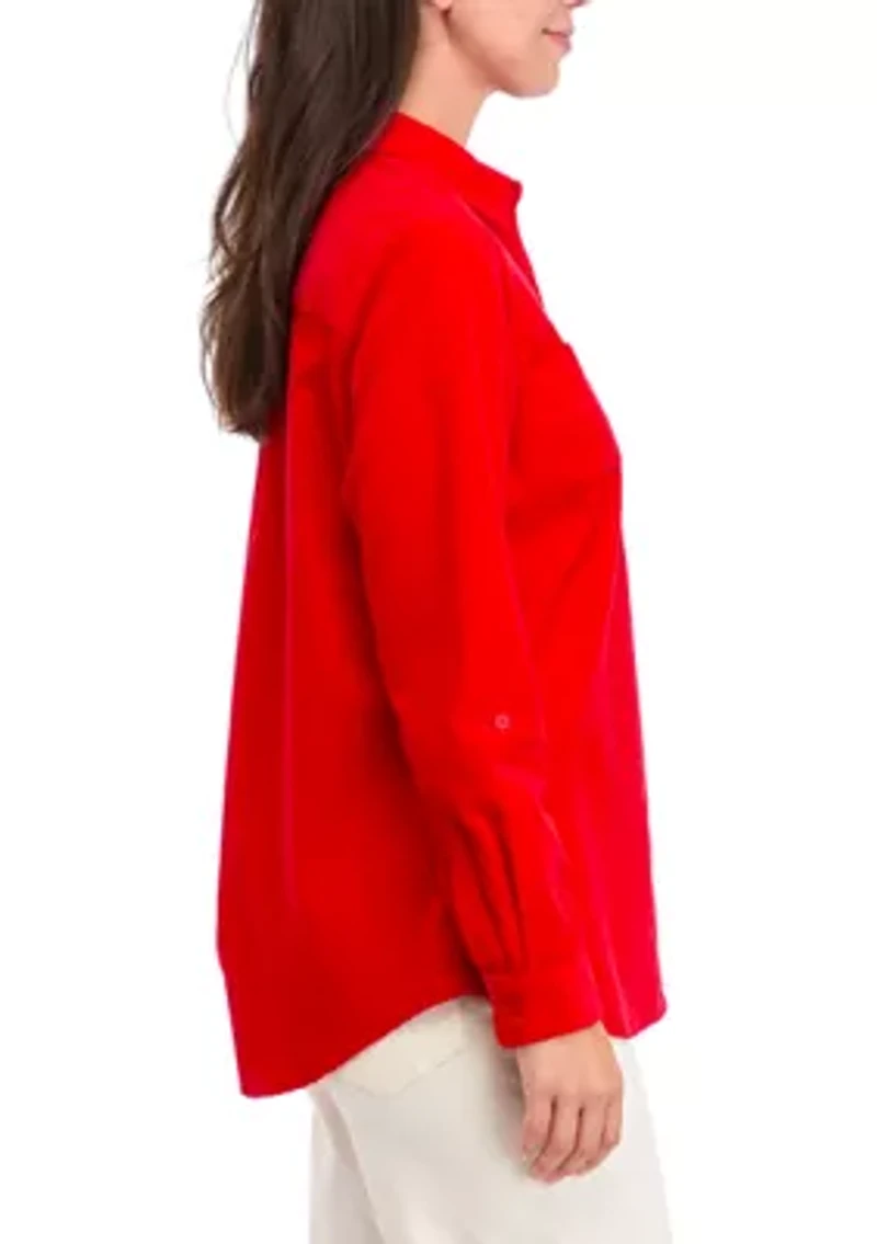 Women's Button Front Corduroy Shirt