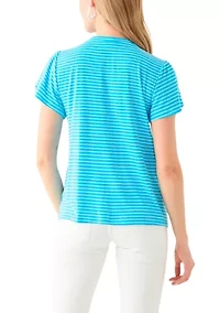 Petite Tulip Sleeve Striped T-Shirt