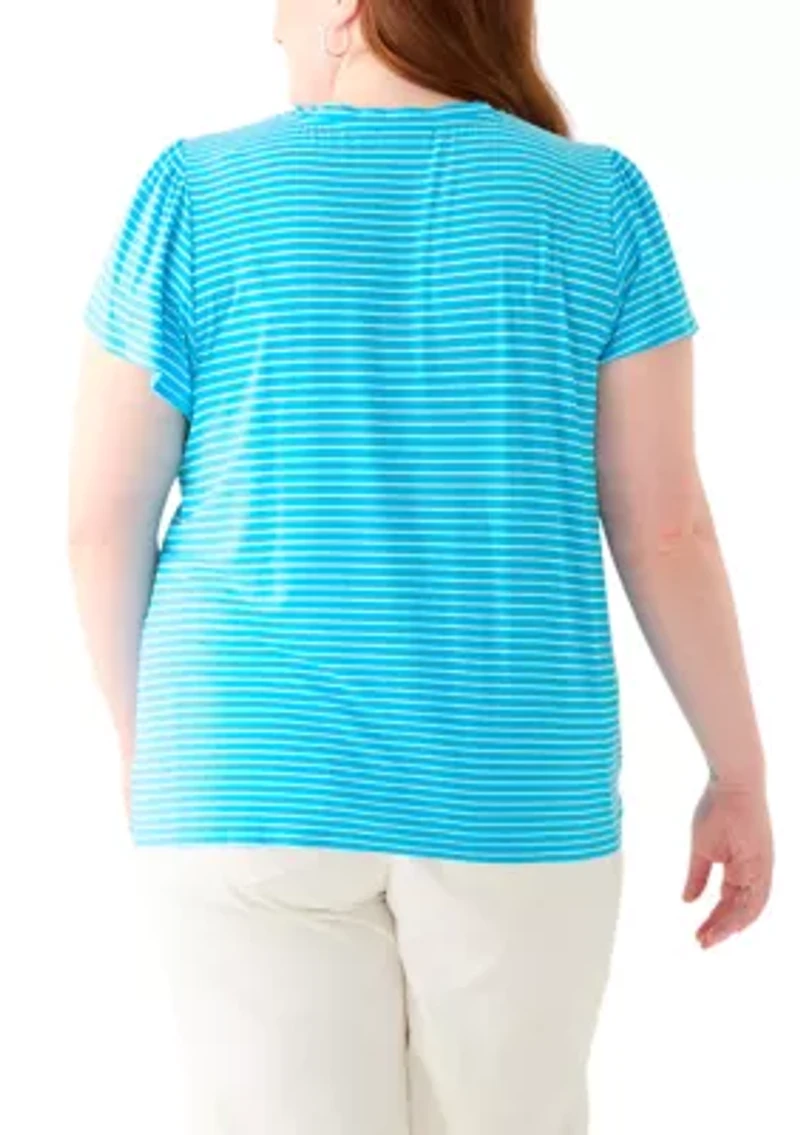 Plus Tulip Sleeve V-Neck T-Shirt
