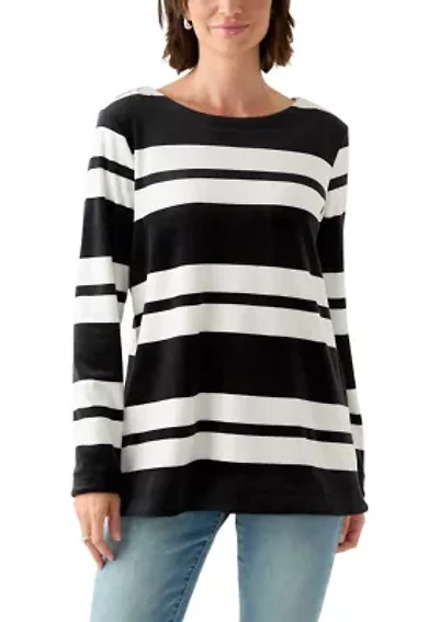 Women's Long Sleeve Velour Boat Neck Tunic