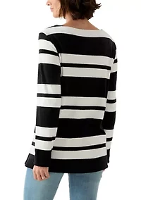 Women's Long Sleeve Velour Boat Neck Tunic