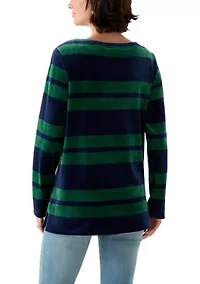 Women's Long Sleeve Velour Boat Neck Tunic