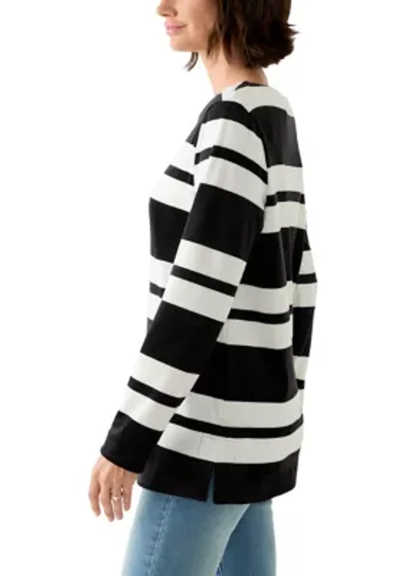 Women's Long Sleeve Velour Boat Neck Tunic