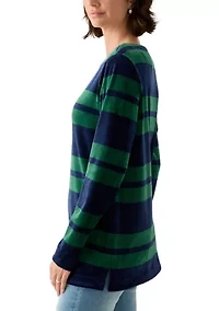 Women's Long Sleeve Velour Boat Neck Tunic