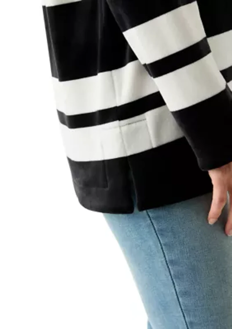 Women's Long Sleeve Velour Boat Neck Tunic