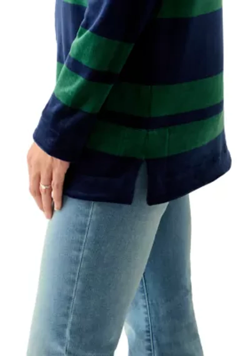 Women's Long Sleeve Velour Boat Neck Tunic