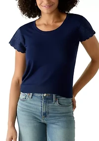 Women's Crochet Cap Sleeve T-Shirt