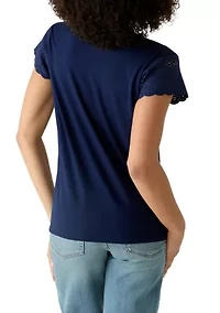 Women's Crochet Cap Sleeve T-Shirt