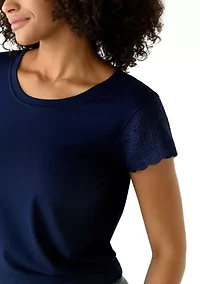 Women's Crochet Cap Sleeve T-Shirt