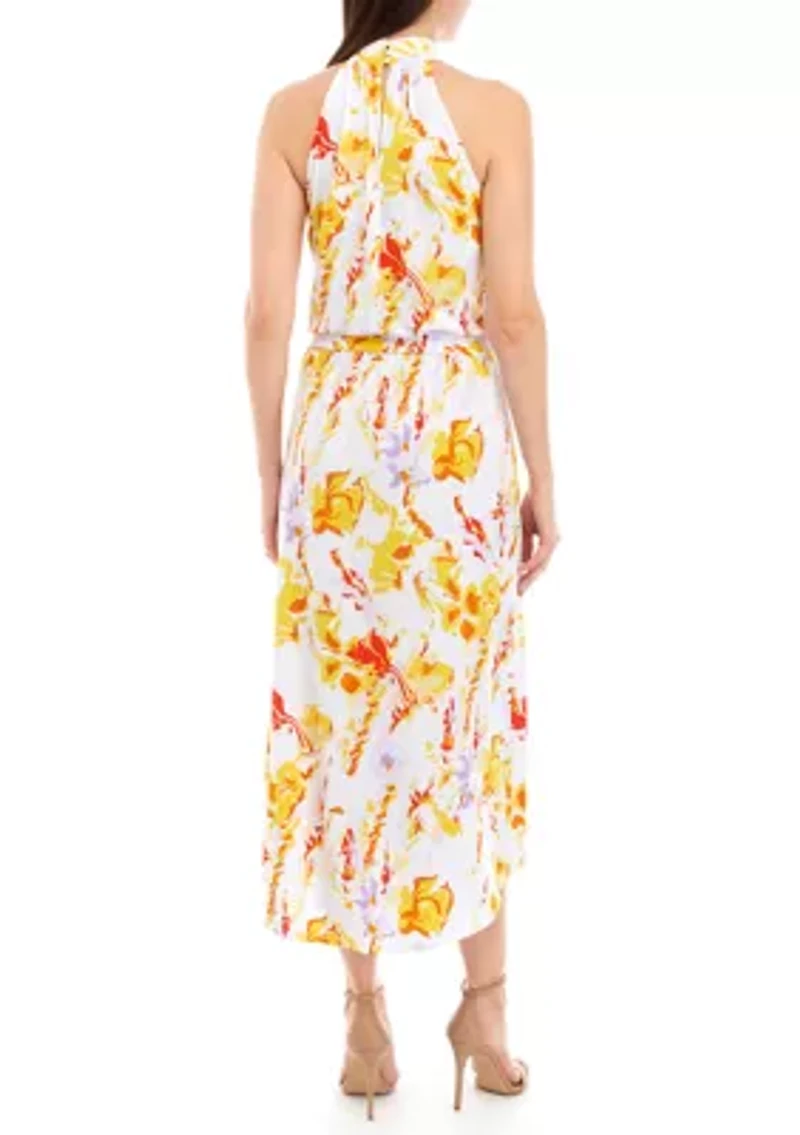 Women's Printed Halter Neck Midi Dress