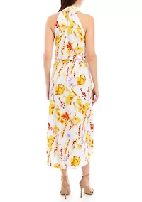 Women's Printed Halter Neck Midi Dress