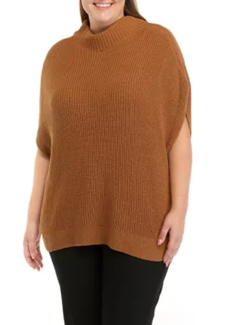 Plus Mock Neck Ribbed Sweater