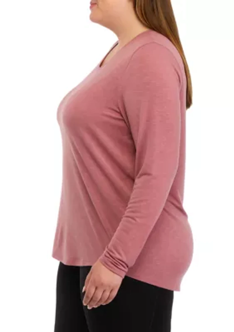 Plus Long Sleeve Scoop Neck T-Shirt