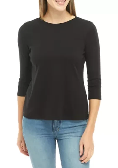 Petite 3/4 Sleeve Solid Top