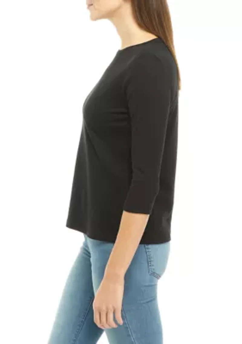 Petite 3/4 Sleeve Solid Top