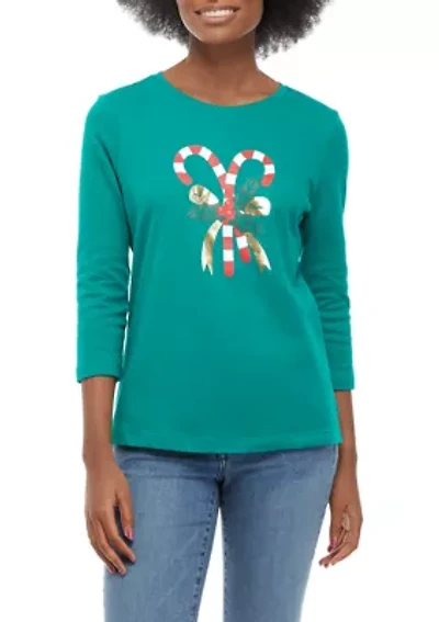Petite Perfectly Soft 3/4 Sleeve Crew Neck T-Shirt