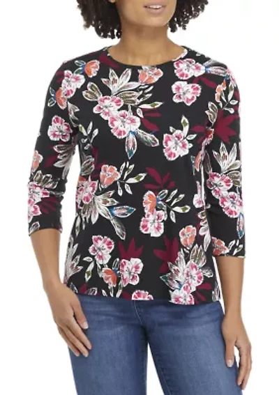 Petite 3/4 Sleeve Polka Dot Top