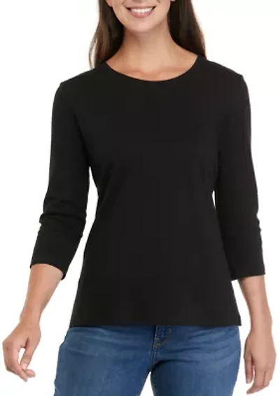 Petite Long Sleeve Round Neck T-Shirt