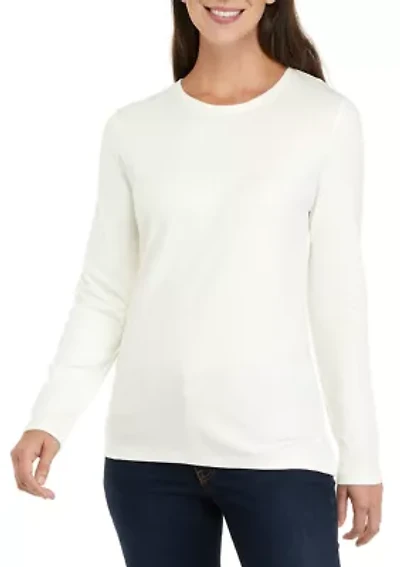 Petite Long Sleeve Round Neck T-Shirt