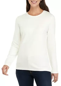 Petite Long Sleeve Round Neck T-Shirt