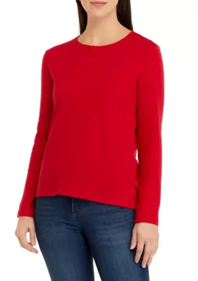 Petite Long Sleeve Round Neck T-Shirt