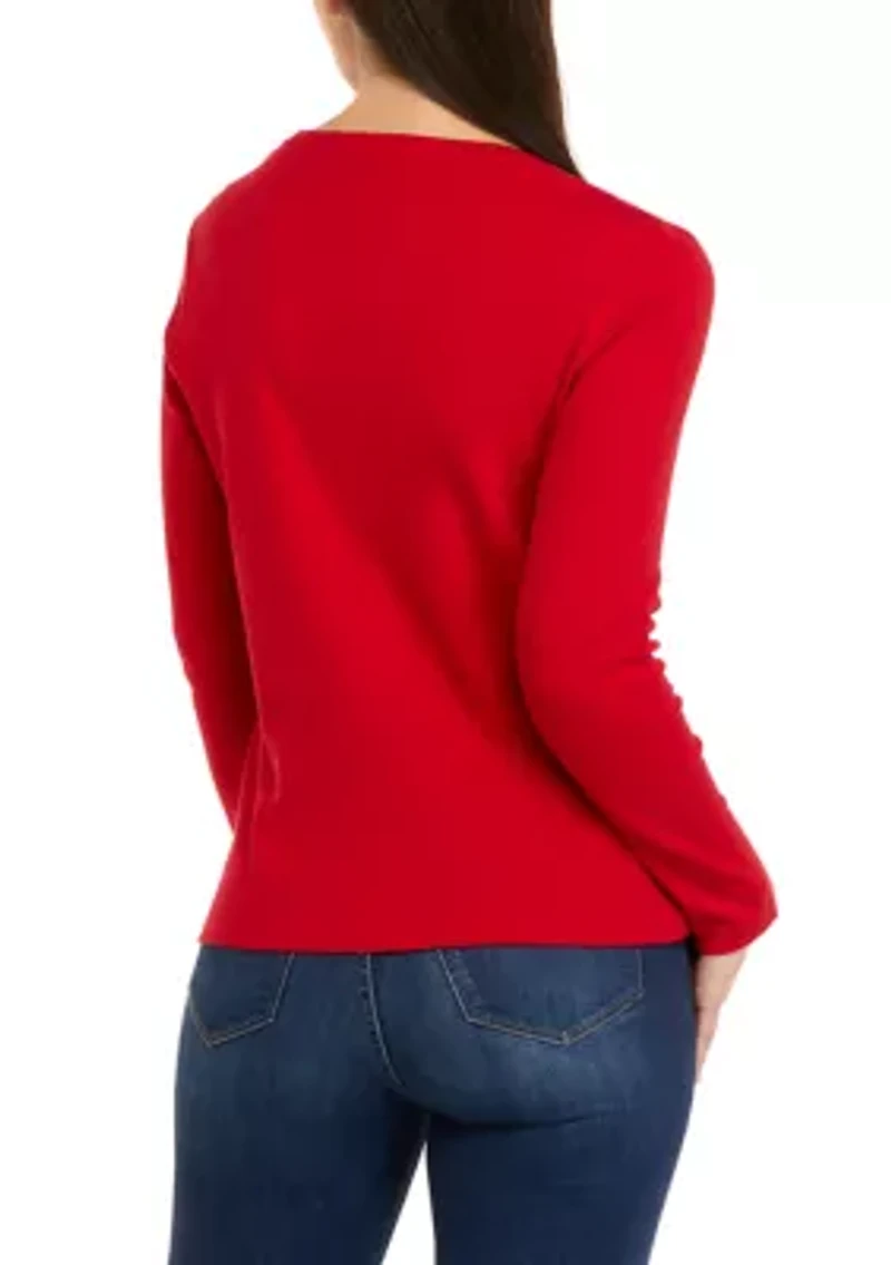 Petite Long Sleeve Round Neck T-Shirt